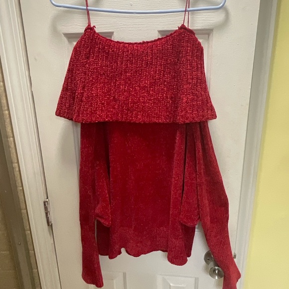 White House Black Market Red Cowl Neck Chenille Sweater Size XL - Picture 2 of 3